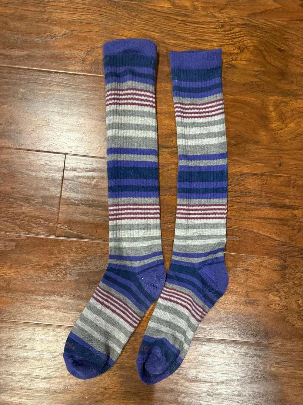 Purple & Gray Striped Knee-High Socks